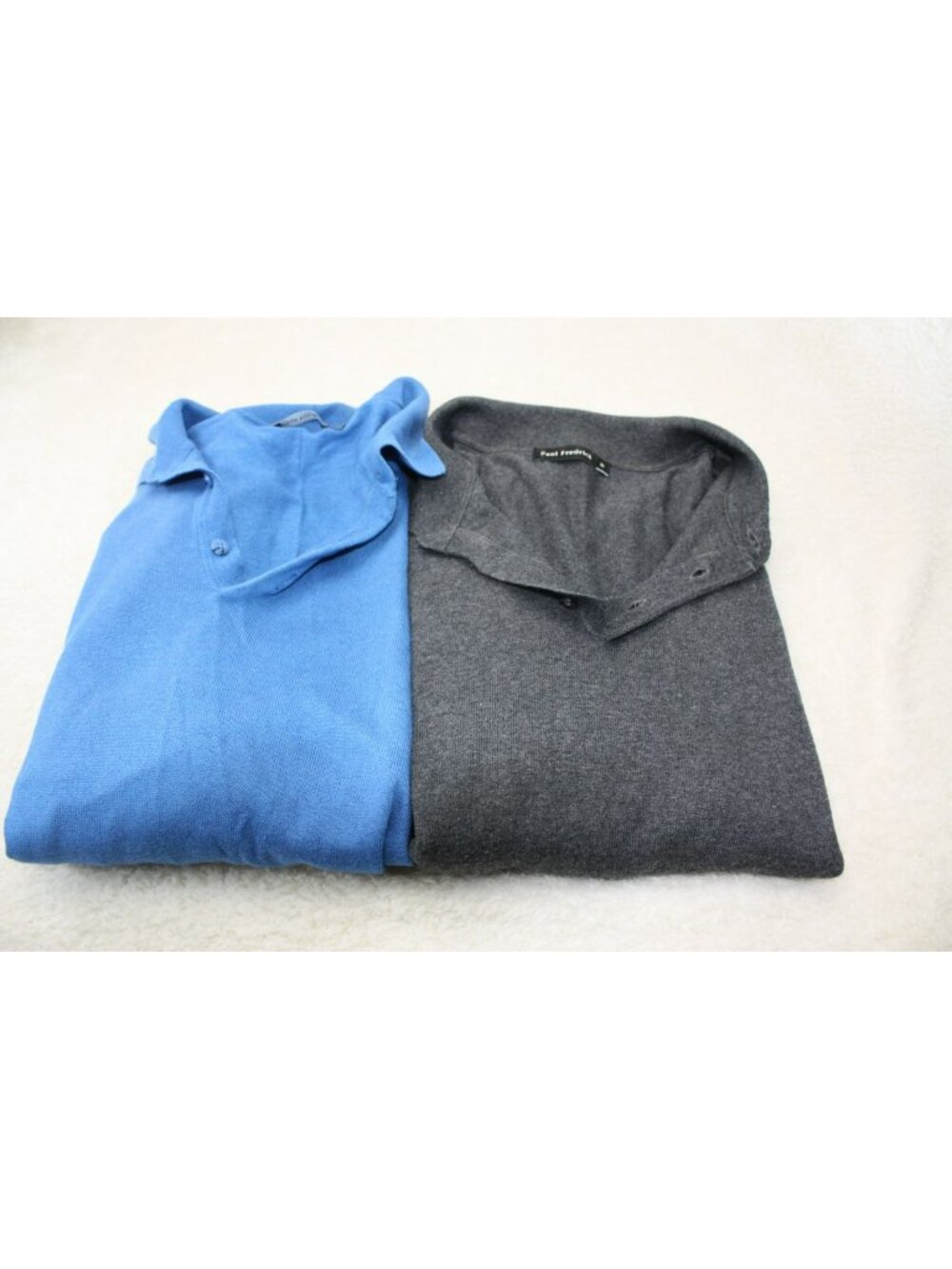 Paul Fredrick Mens Knit Polo Shirts Blue & Gray Size M Lot of 2
